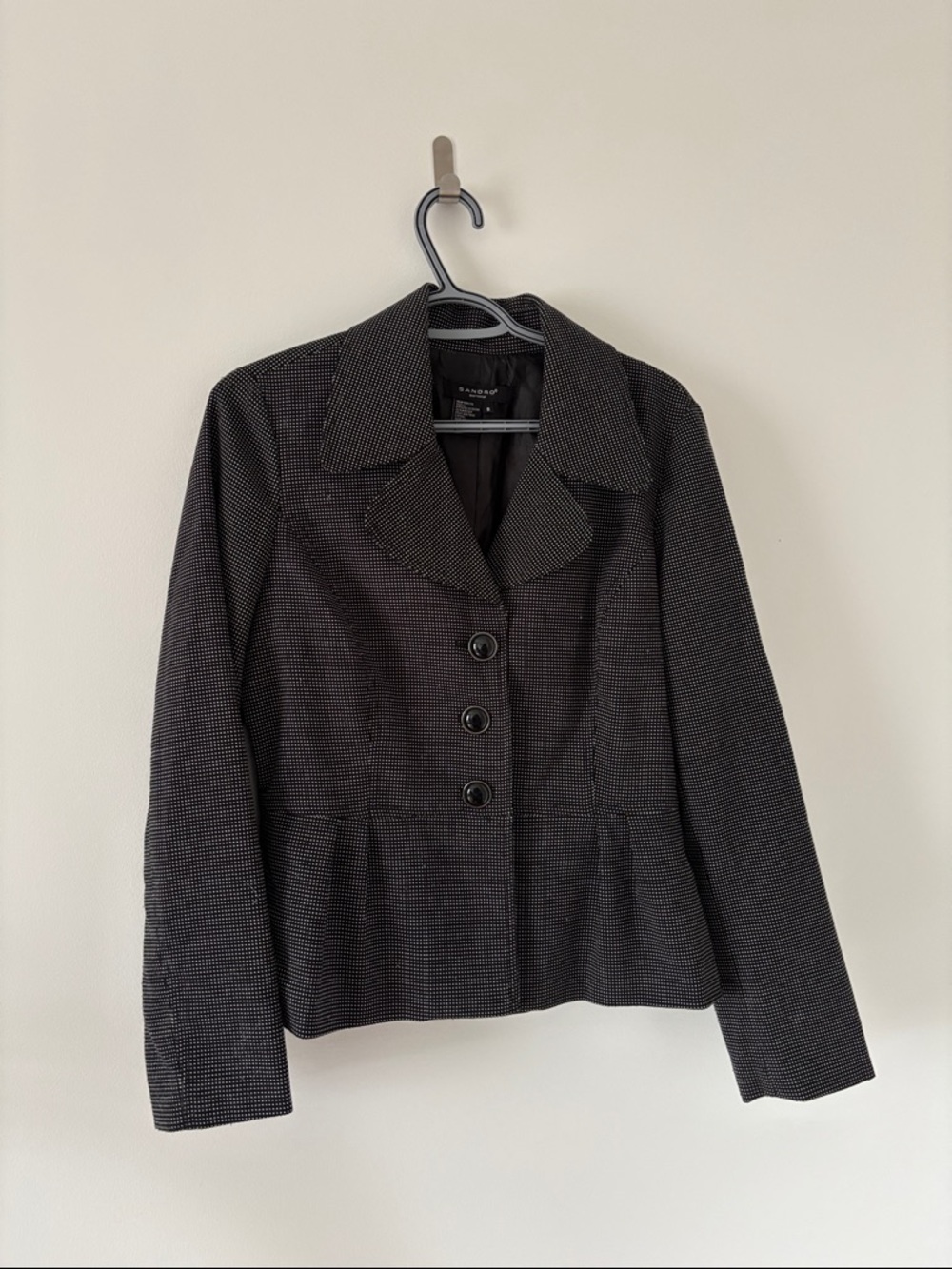 Sandro Black Textured Button-Front Women's Jacket Size S